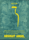 Yellow outline of bottle on green background.