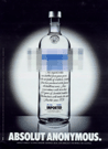 Bottle with the ABSOLUT VODKA blurred out.