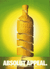 Lemon peel in the shape of a bottle.  Green background.