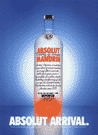 Standard Mandrin bottle on blue background.