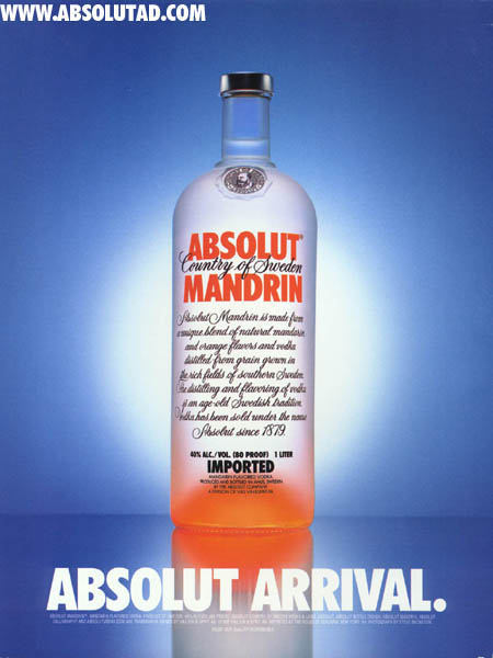 Standard Mandrin bottle on blue background.