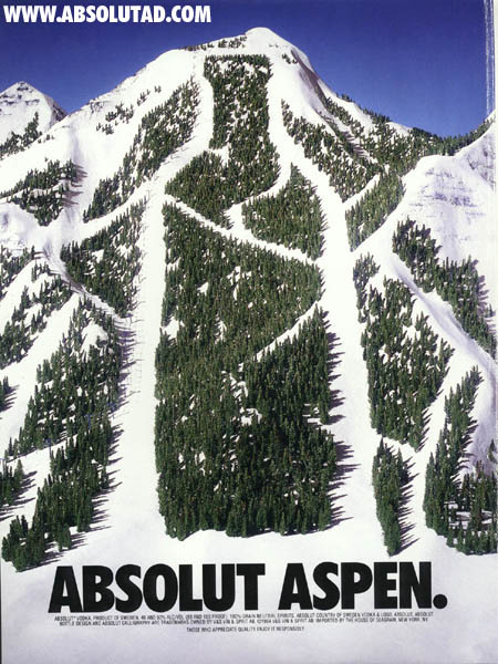 Same as Absolut Peak.  Aerial view of a ski slope.