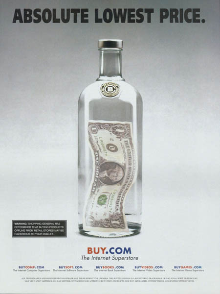 Dollar bill inside an empty bottle.