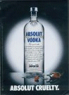 Absolut bottle glued to the table.