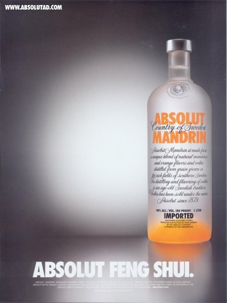 Mandrin bottle to the left of the spotlight
