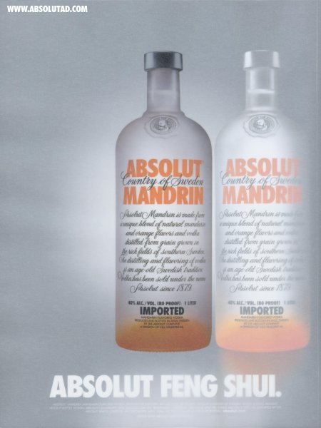 Feng Shui ad with a velum overlay with a 2nd picture of a bottle.