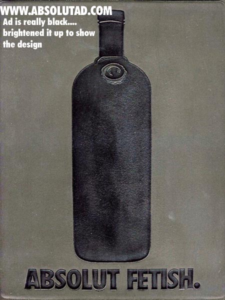 Rubber ad with Absolut bottle.