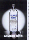 Absolut bottle with top off. Like aromatherapy.