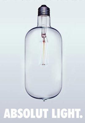 Lightbulb. Ad by Creative Design.
www.creativedesign.co.il/absolut/