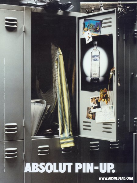 Absolut ad inside a locker