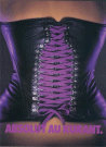 Black corset with purple laces in bottle shape