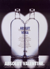 Two perfect bottles, face to face in a lovers embrace, surrounded by a heart-shaped halo!
